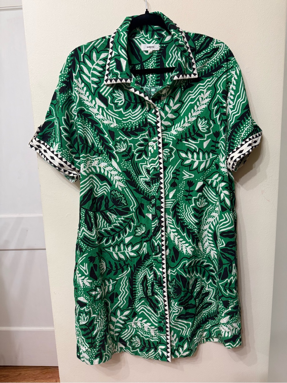 Suncoo Paris L Tropical Shirt Dress Resort Boho French Linen Vacation Designer